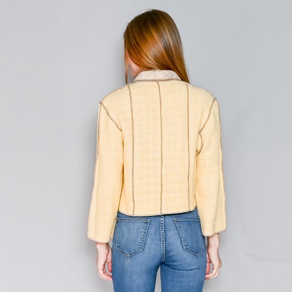 CHANEL Tweed Lightweight Yellow Jacket 09P size 34 - Picture 3 of 7
